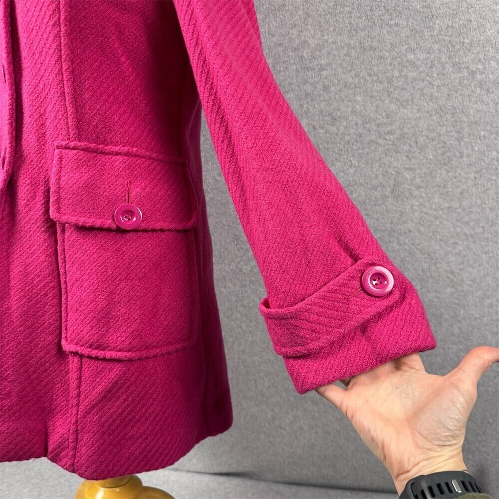 Vintage Y2K Coffee Shop Coat Womens Wool Blend Size L Bright Pink - Picture 2 of 12